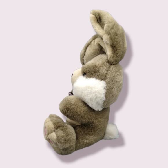 Vintage Dan Dee Brown Bunny Rabbit 11" Stuffed Plush Easter Floppy Ears Pink Paw - Picture 4 of 9